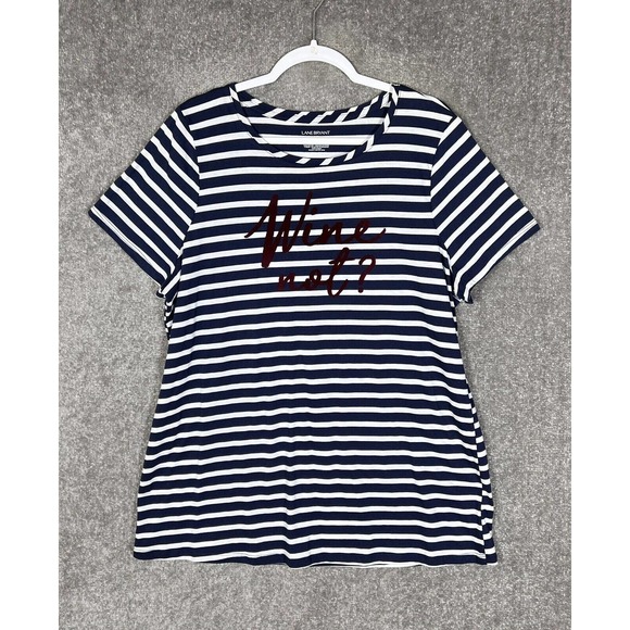 Lane Bryant Striped WINE NOT Tunic Top Womens Size 18/20 Blue White Short Sleeve - Picture 1 of 14